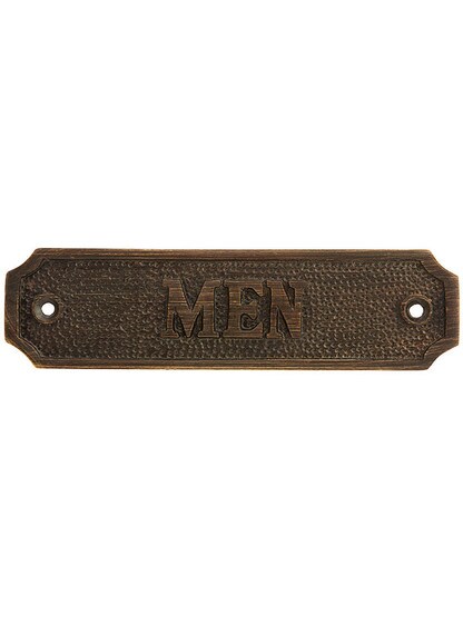Cast Brass Men Sign in Antique Brass.